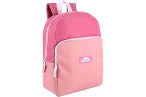 TRAIL MAKER Color Block Backpacks for School Boys and Girls, 15 Inch Two Tone Colorful Small Travel Backpack for Kids (Pink)