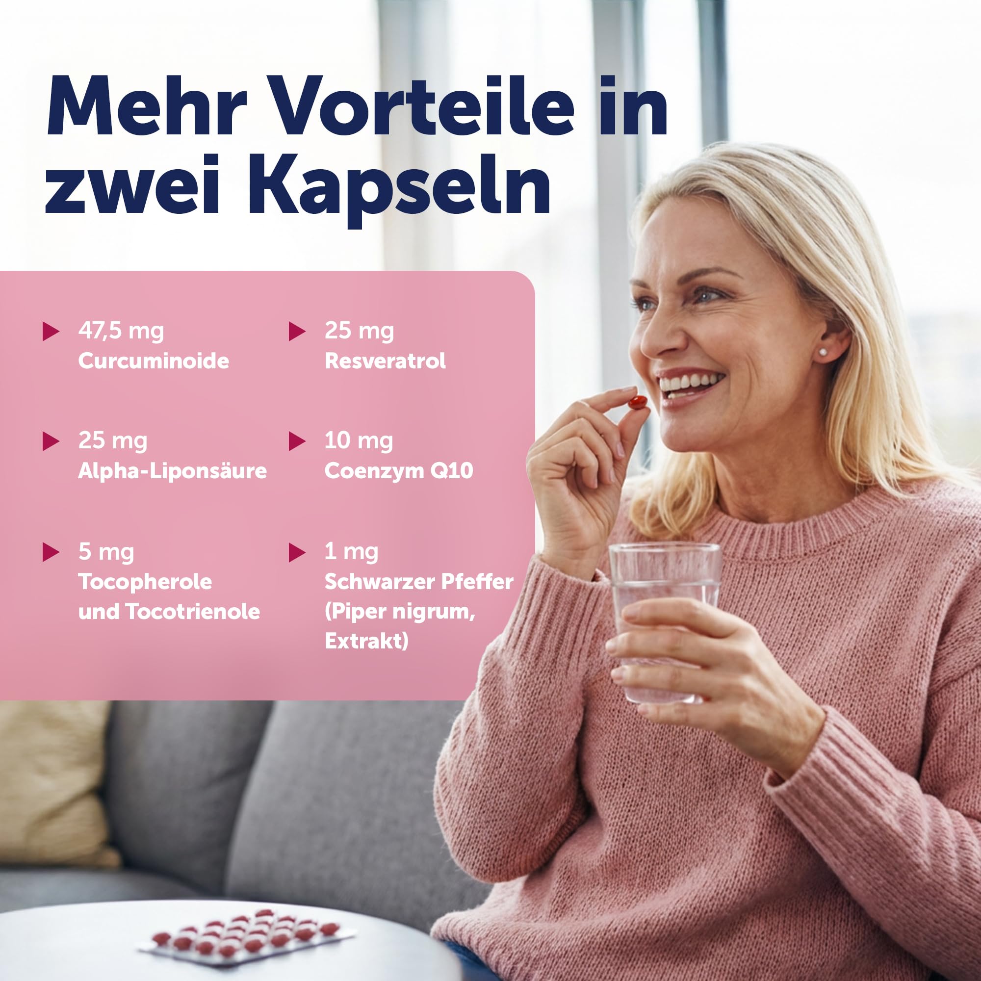 OMEGOR Anti-Aging – Omega 3 Kapseln mit EPA/DHA & Omega 6 GLA – Fischöl Kapseln mit Resveratrol, Kurkuma, Alpha-Liponsäure, Coenzym Q10 – Omega-3 Supplement für Haut & Gelenke – 60 Kapseln 3