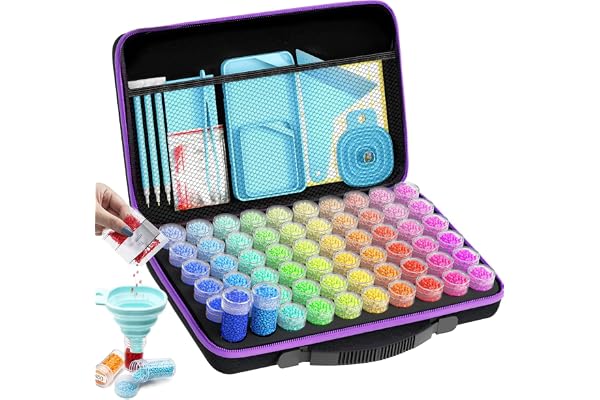 ARTDOT 60 Slots Diamond Painting Storage Containers Kits for Adults, Portable Peinture Diamant Rangement with Diamond Art Acc