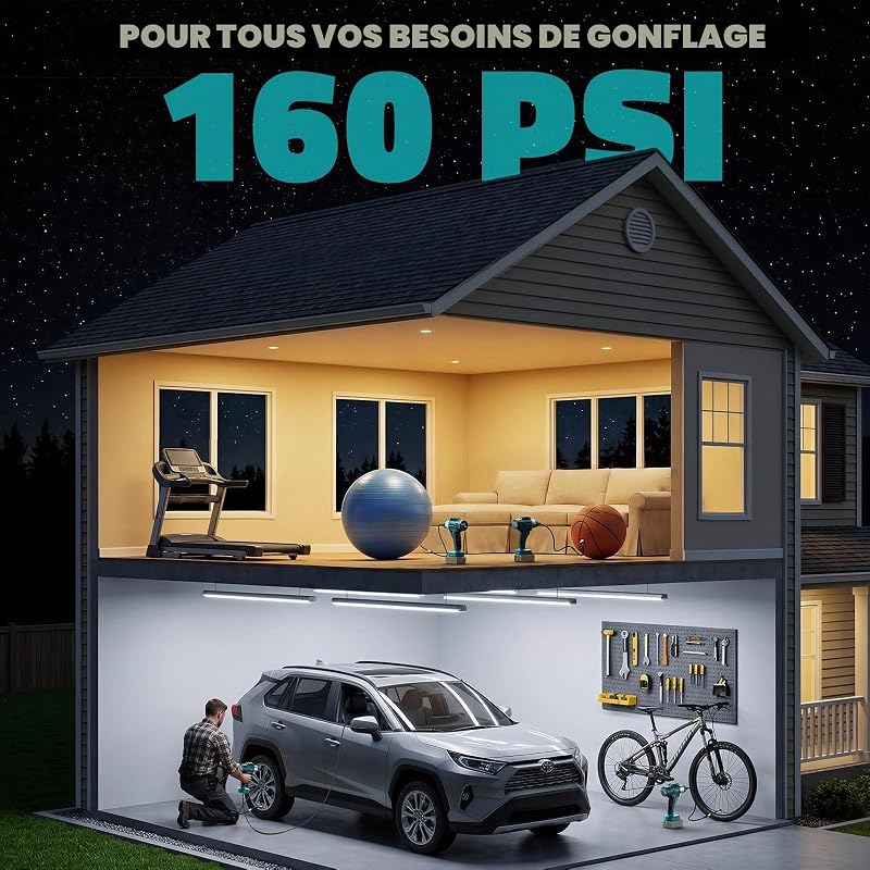 160 PSI Pompe à Air Portable Compatible avec Makita 20V（Piles non incluses）