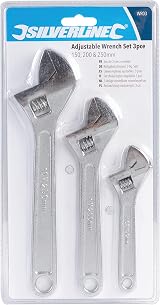 Silverline Adjustable Wrench Set 3 Piece 150 200 250mm Carbon Steel Hand Tool view 5