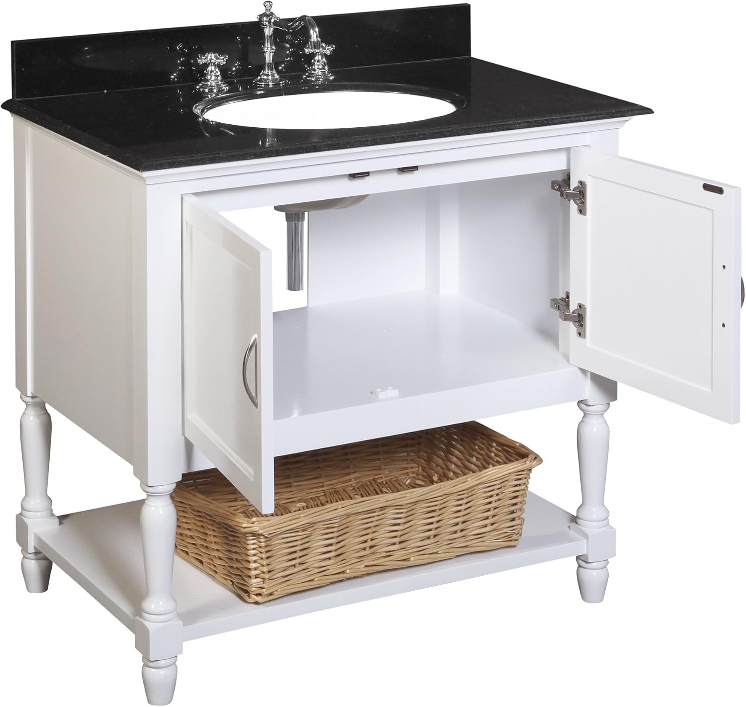 Beverly 36 Inch Bathroom Vanity Black White Includes A White