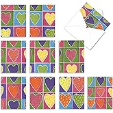The Best Card Company - 10 Blank Heart Note Cards Boxed (4 x 5.12 Inch) - All Occasion Heartfelt Love Card Assortment - From the Heart M6024