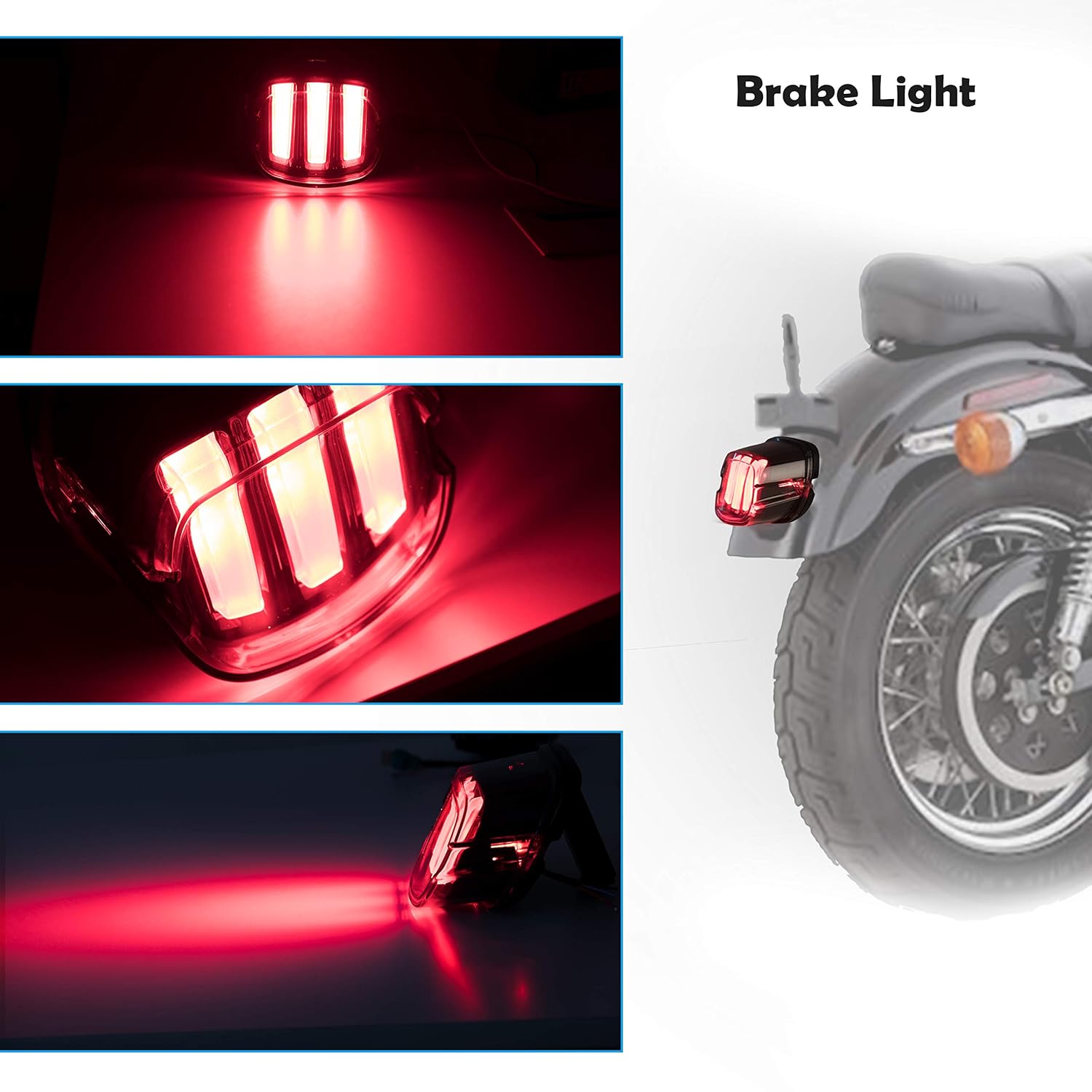 Harley Tail Light LED Brake Running Lights Smoked Lay Down Style Motorcycle Tail Light for