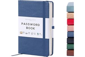 Beechmore Books A6 Password Keeper Book with Alphabetical Tabs - 4.1x5.8" Vegan Leather Hardcover Passcode Book with 120gsm Pages for Internet Log In, Usernames - Password Manager Notebook with Box (Symphony Blue)