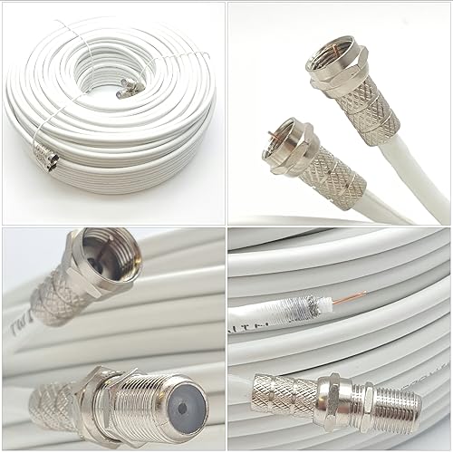 WHITE 10m TWIN Coaxial Satellite Extension Cable Amazon.co.uk Electronics