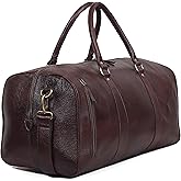 Leather Farm Travel Duffel Bags for Men & Women - Premium 21" Mens Weekender Overnight Leather Gym Bag, Carry-On Luggage with Spacious Compartments, Stylish Duffel Bag for Aeroplane, Sports & Trips