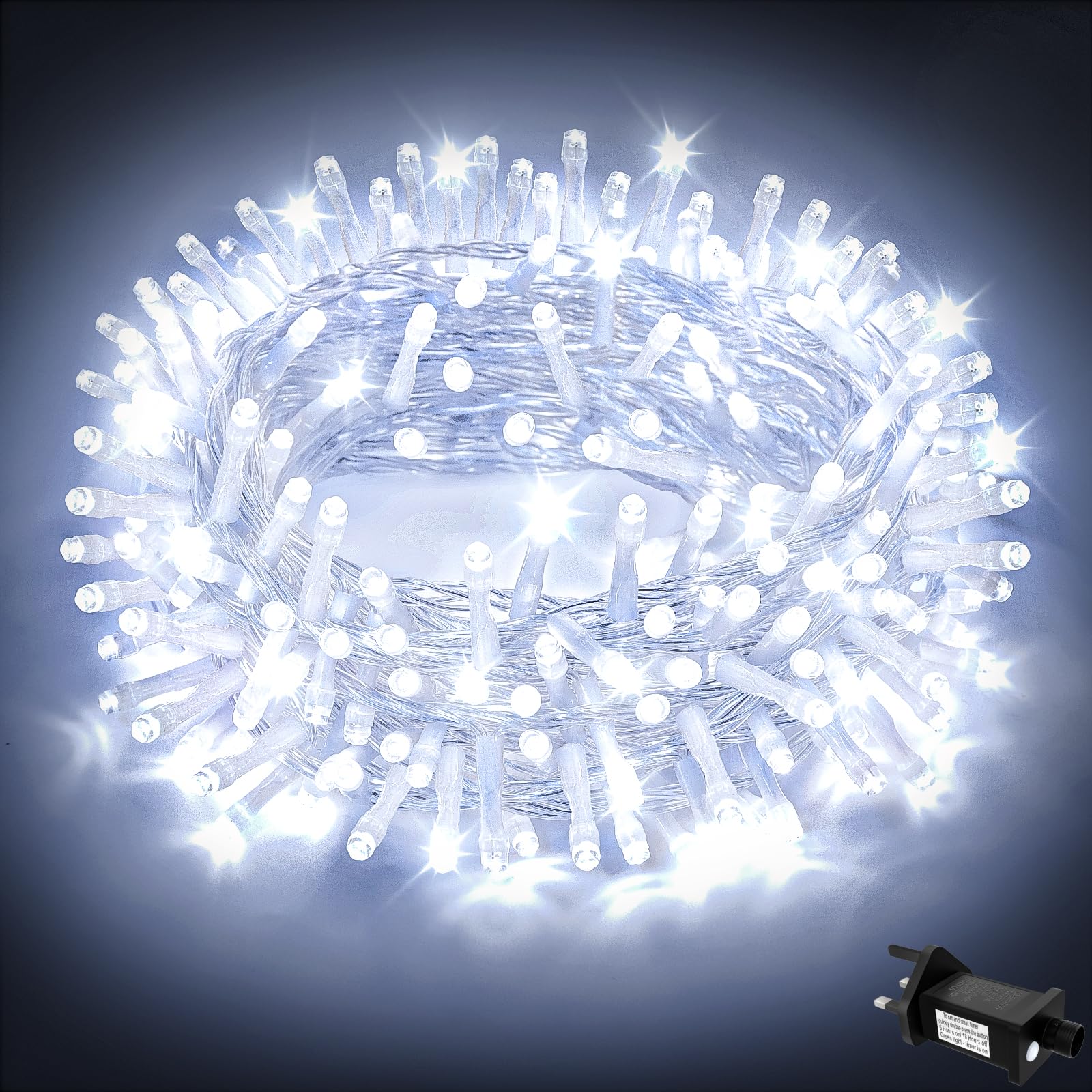 FFZZKJ 8 Modes Fairy Lights Mains Powered Outdoor 33Ft/10M 100 LED String Lights Plug in Indoor with Timer IP44 Waterproof for Christmas, Gazebo, Garden, Bedroom, Cold White