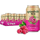 Spindrift Brewed Iced Tea, Raspberry Black Tea, Made with Real Squeezed Fruit, No Carbonation, Slightly Sweet, 12 Fl Oz Cans, Pack of 12 (Only 46 Calories per Can)