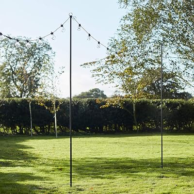 Lights4fun 2.75m Black Outdoor Festoon Pole for Garden String Lights