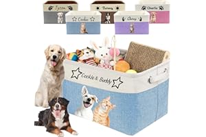 Personalized Dog Toy Storage Basket with Pet Name/Photo, Collapsible Custom Dog Toy Bin with Durable Handles, Large Capacity 