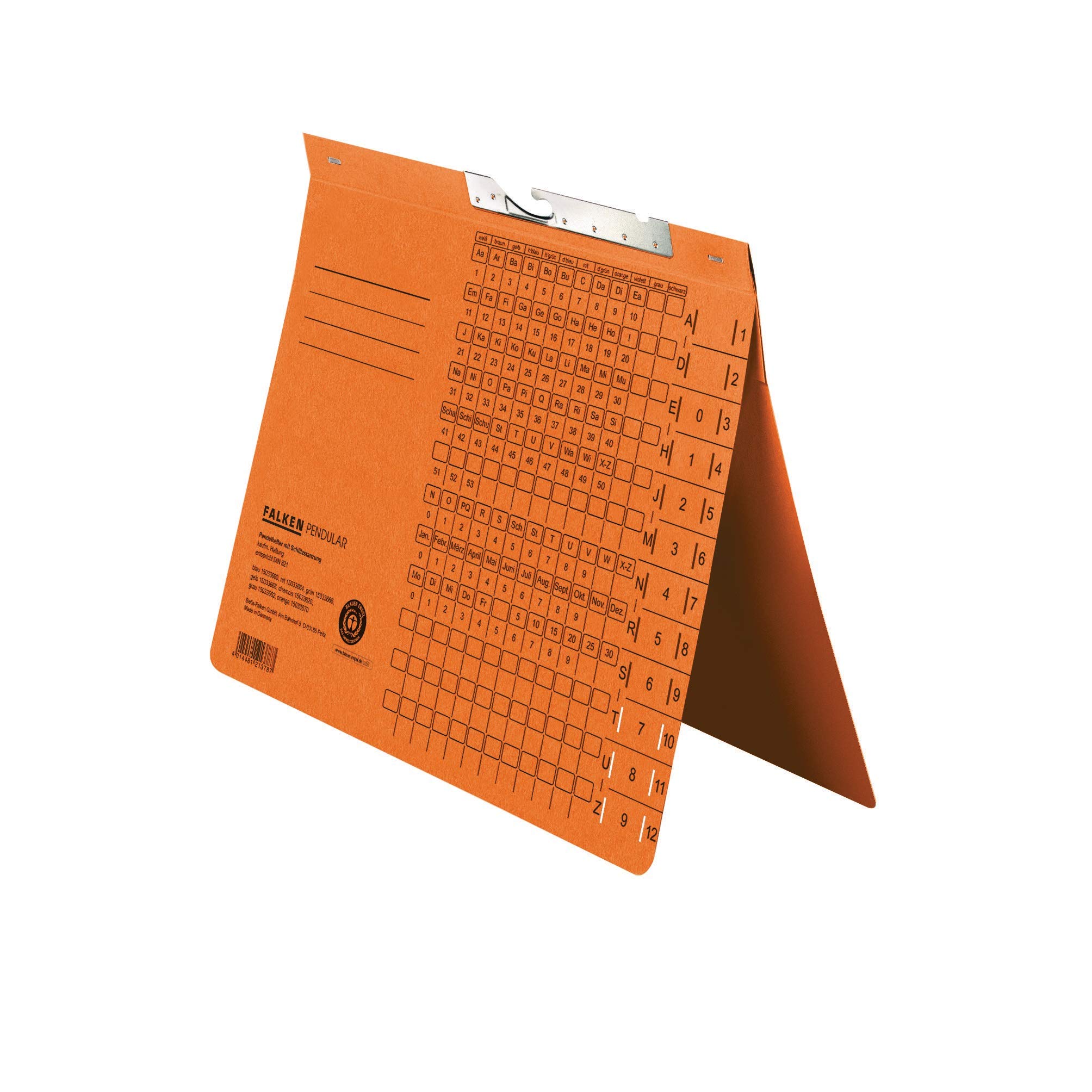 Exacompta - Ref 15033670000F - FALKEN - Pendular Pendel Top-Down Flat Files with Index Slots - A4 (210 x 297mm) in Size, 320gsm Recycled Manilla - Orange (Pack of 50)