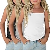 Oakgarden 3 Pack Girls Camisole Tank Tops Spaghetti Strap Sleeveless Cropped Undershirts for Toddler to Teens 2-14 Years