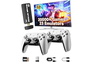 RMOKA Retro Gaming Console, 20,000+ Retro Game Stick, 4K HD HDMI TV Game Stick, Built-in Classic Video Games 23 Emulators Plug & Play Game Console for TV with 2 Wireless Controllers