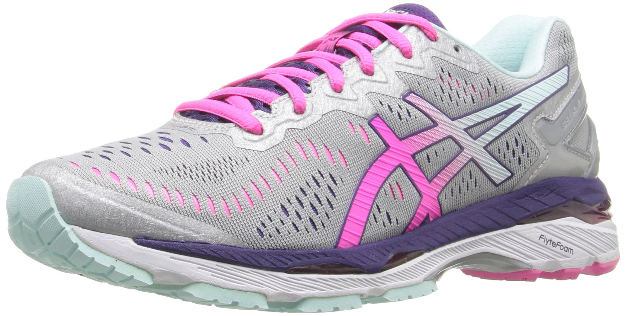 ASICS Women's GelKayano 23 Running Shoe, Silver/Pink Glow/Parachute