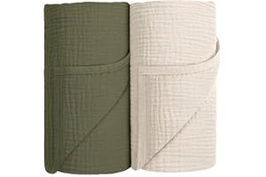 Susurration Muslin Swaddle Blanket Baby,100% Cotton Baby Receiving Blanket Soft Thin Baby Swaddle Blanket for Unisex Newborn 40x40in 2Pack (Dark Green)