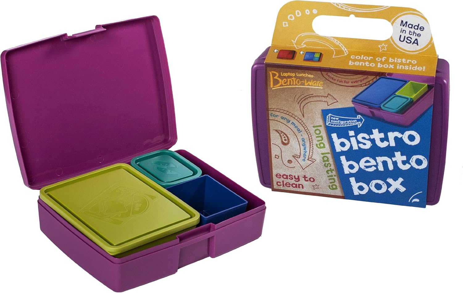 Bento Lunch Box - USA Made Leakproof Durable Food Containers - For Kids and Adults - Purple