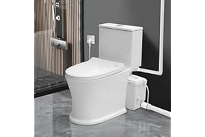 FLODREAM High Power Macerating Toilet with 800 watt Pump for Basement, 36ft Vertical Upflush, 4 Inlets for Basin/Laundry/Shower, Dual-Flush Elongated Chair Height Toilet, Nano-glaze Finished
