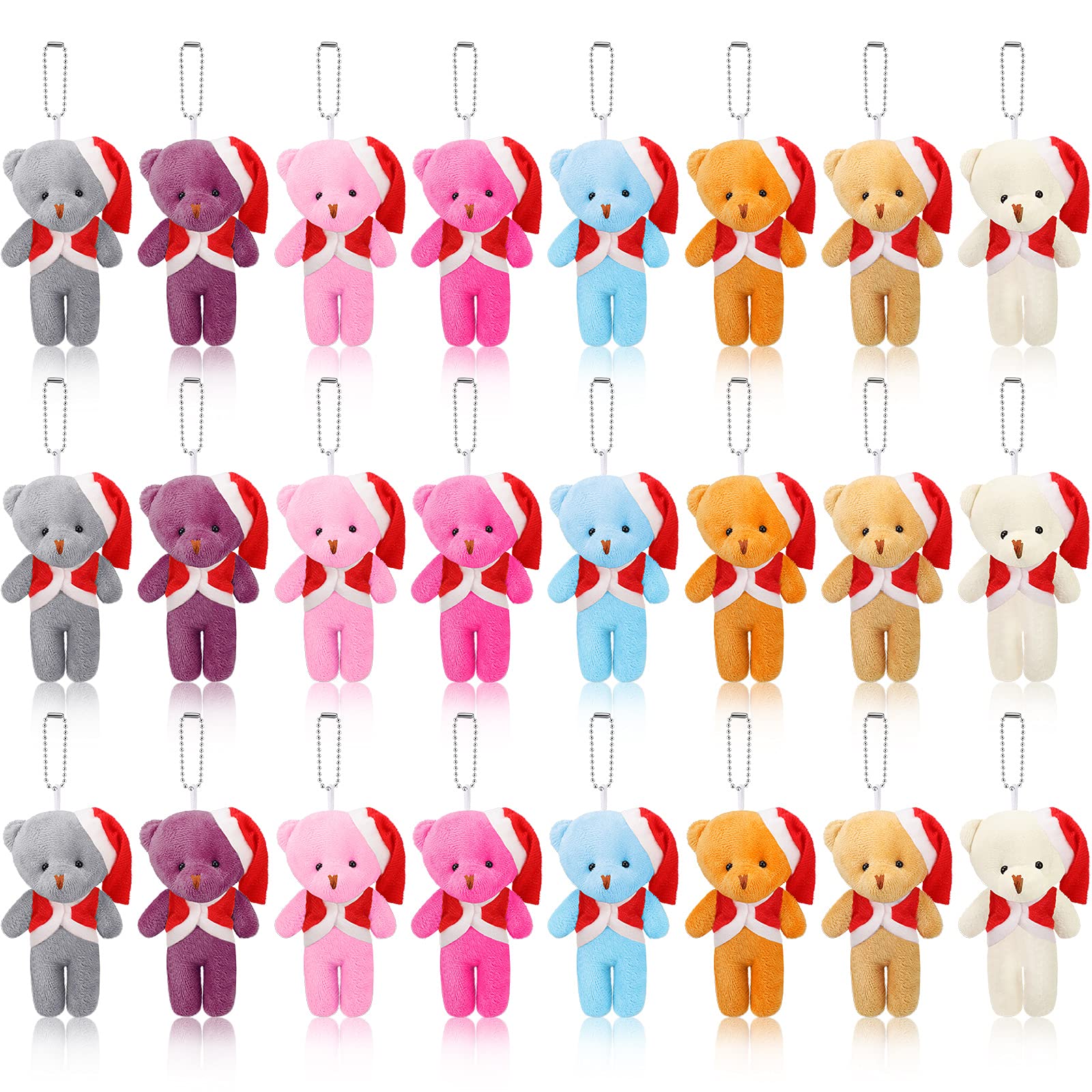 24 Pieces Mini Bear Toy 4.7 Inches Stuffed Tiny Bear Jointed Bear Soft Tiny Bear Doll for DIY Keychain Birthday Wedding Xmas Decorations Party Favor (Adorable Style, Bright Colors)