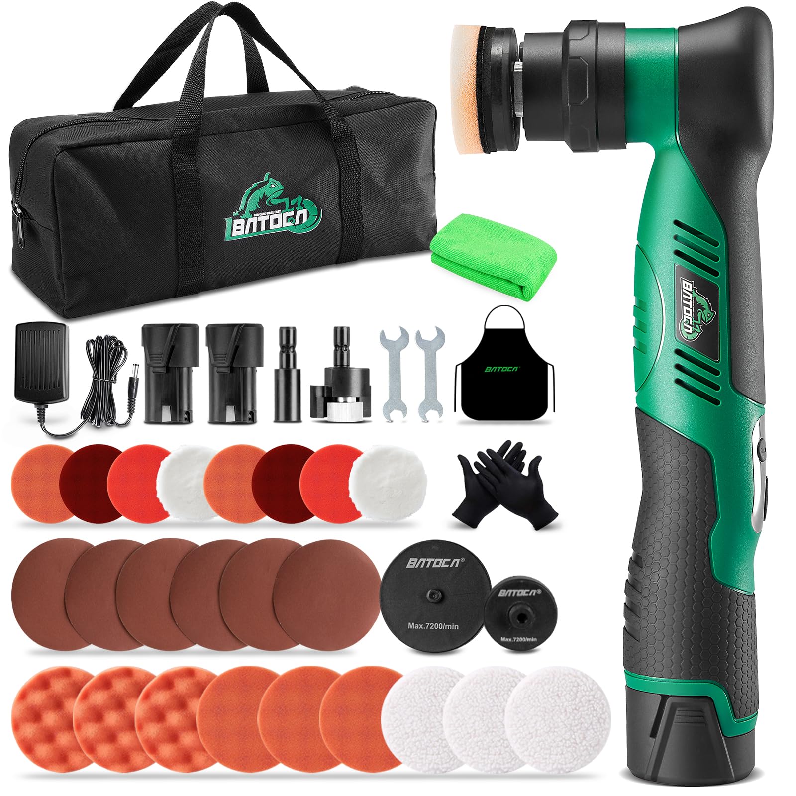 Photo 1 of BATOCA S5 Cordless Car Buffer Polisher Kit 1 Inch 3 Inch Dual Action & Rotary Polishing Machine for Car Detailing,2x 2.0Ah Batteries,6 Variable Speeds 2000-5500RPM,Orbital Polisher for Car Boat Polish