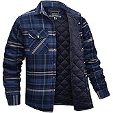 EKLENTSON Men's Flannel Shirt Jacket Quilted Lined Plaid Coats Warm Winter Jacket Thick Button Down Coat with 5 Pockets
