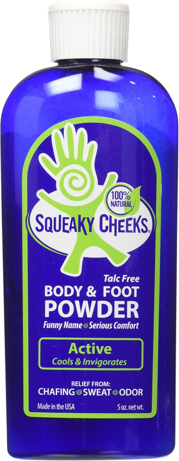 Natural Foot Powder - Shoe Deodorizer That Will Prevent Blisters, Chafing, Rash, and Foot Odor, and Will Keep Shoes Smelling Fresh For Up To Six Months - Squeaky Cheeks Foot and Body Powder: Sports & Outdoors