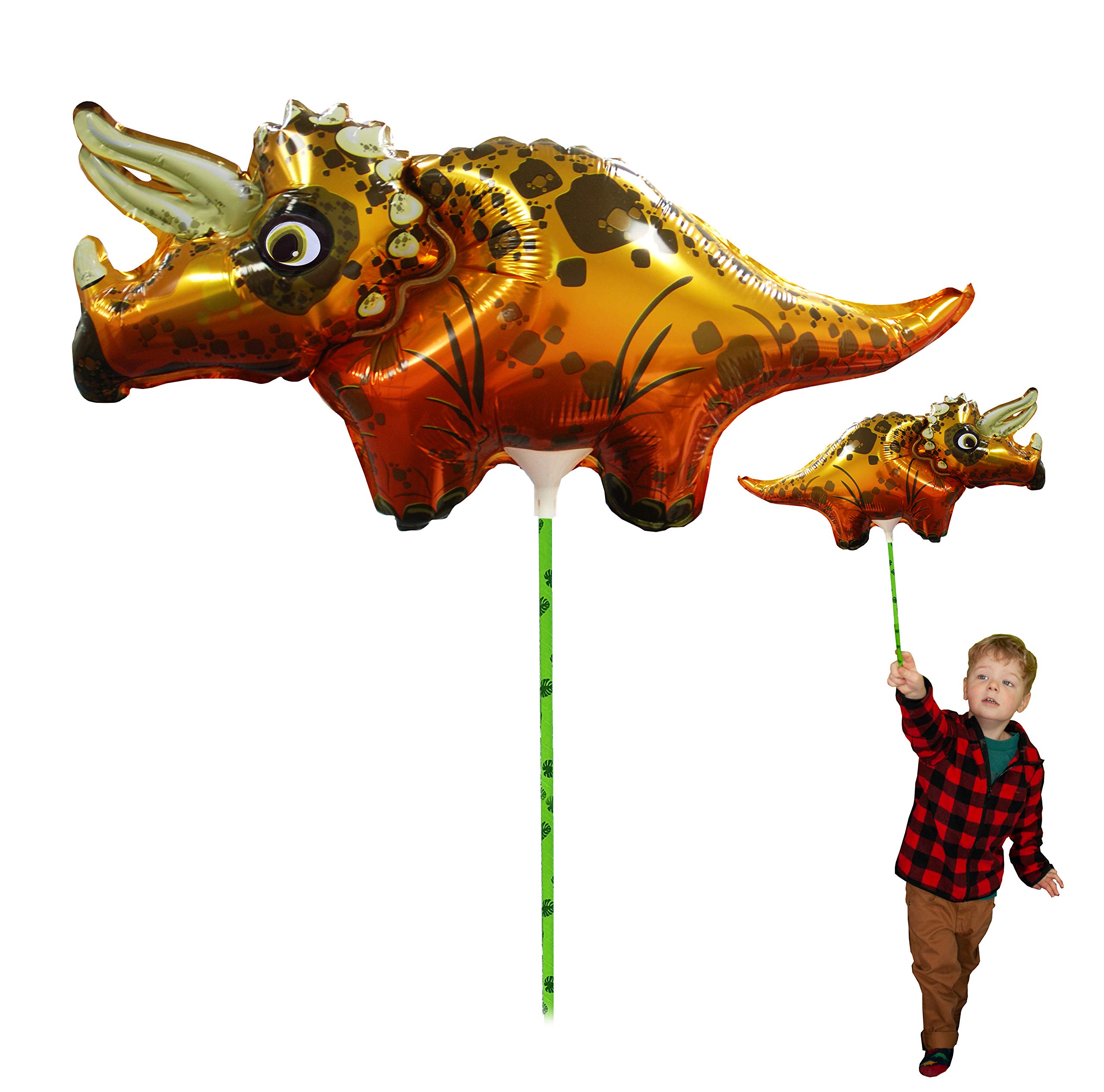 Ballooniacs - Triceratops Air Filled Animal Balloon from Deluxebase. A colourful and re-useable inflatable birthday party decoration for kids