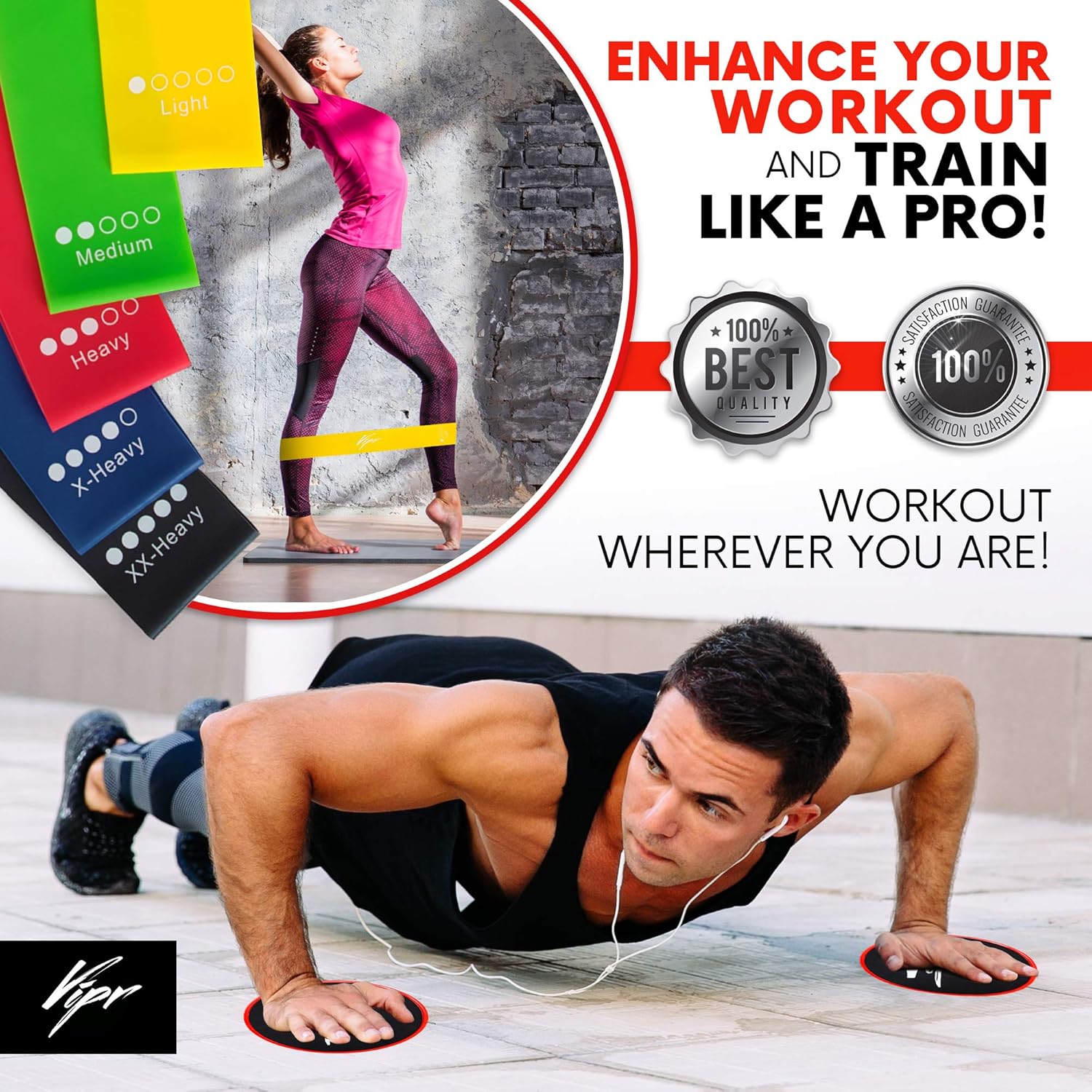 Core Sliders 5 Resistance Loops Bands Gliding Discs Exercise Band Set For Intense Exercises Professional Beachbody 80 Day Obsession Equipment