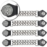 Dream Apparel 4PCS Motorcycle Vest Extenders for Men, Biker Vest Extenders with Faux Leather Ends and Double Chrome Chains