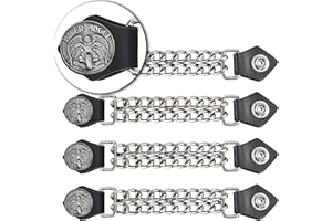 Dream Apparel 4PCS Motorcycle Vest Extenders for Men, Biker Vest Extenders with Faux Leather Ends and Double Chrome Chains