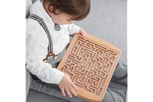 Leikes Wooden Labyrinth Game Marble Maze with One Steel Marble,Maze Toy for Kids Youngsters Adults,Wooden Puzzle Maze Brain Teaser Games for Challenges Game Lover,Kids Gift,Table Activity