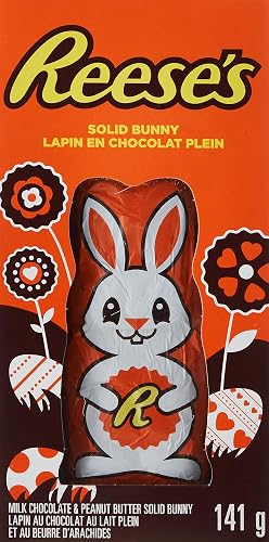 REESE'S Foil Wrapped Solid Bunny, Easter Peanut Butter Chocolate, Good for Easter Hunts, 141g