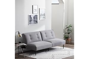 Edenbrook Gilman Futon - Futon Sofa Bed - Futon Couch - Small Futon - Living Room Furniture - Armless Sofa Bed Couch - Sofa – Gray Linen Futon