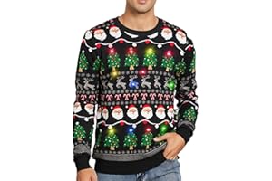 ACOCOPY Men Women Ugly Christmas Sweater Light-Up Knitted Party Pullover Jumpers