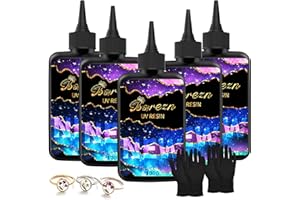 Bsrezn 500g UV Resin Hard with 2 Pairs of Gloves Crystal Clear Premixed Resina UV for Jewelry Making (100g x 5)
