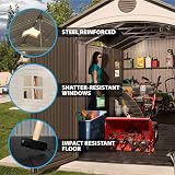 Lifetime 15x8 ft Outdoor Storage Shed Dual Entry Heavy Duty Tan HDPE Garden view 4