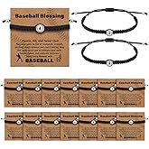 Liliaafar 15 Sets Baseball Bracelets Gift Adjustable Braided Baseball Bracelets with Blessing Cards Teams