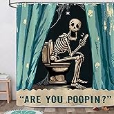 Wegklazax Skeleton Shower Curtain Funny Shower Curtain Fun Shower Curtains for Bathroom Skull Shower Curtain Set with 12 Hooks Funny-04 72×72 Inches
