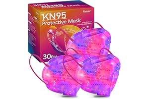 Rasav KN95 Face Masks, Comfortable 5 Layer Cup Dust Safety Mask, Muti-colored Design KN95 Mask for Women, Men