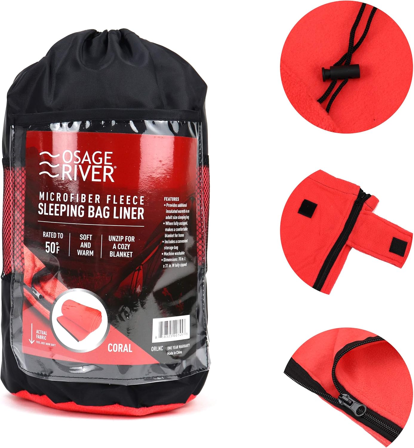 OSAGE RIVER Microfiber Fleece Sleeping Bag Liner Blanket, Coral : Sports & Outdoors