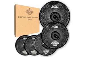 Rhythm Bytes Low Volume Cymbal Pack | 5-Piece Quiet Cymbal Set | Silent Cymbals for Drums – 14" Hi-Hats, 16" & 18" Crash Cymbals, 20" Ride Cymbal | Perfect for Practice & Rehearsals