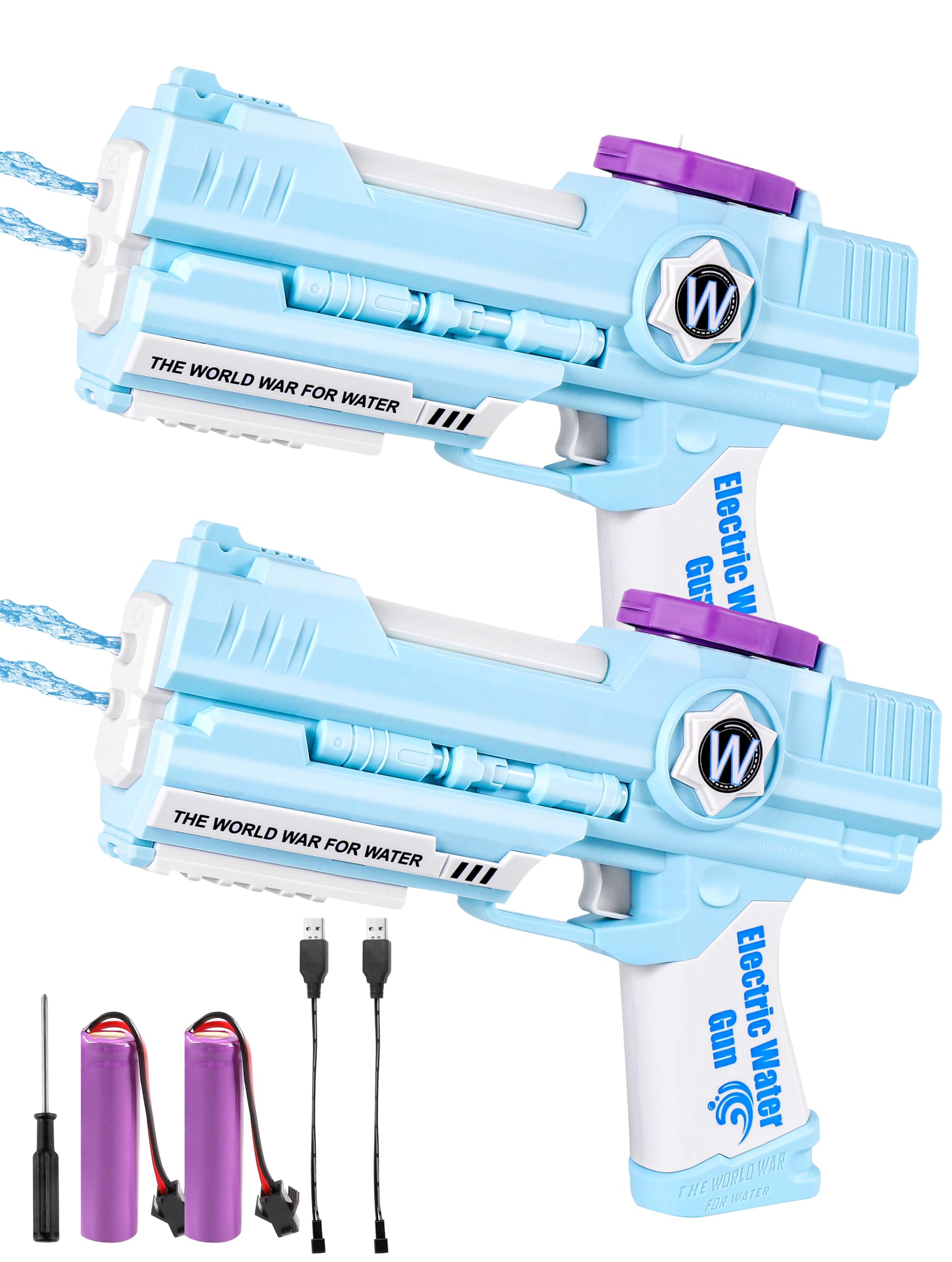 2 PCS Electric Water Gun, Ultimate Battle Blaster Water Guns with Dual Nozzles High Capacity Automatic Squirt Guns Summer Outdoor Beach Swimming Pool Party Toy for Adult Kids