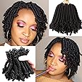 8 Packs Short Bob Spring Twist Crochet Hair 6Inch Pretwisted Passion Twist Hair Pre Looped Crochet Braids Hair for Black Women (6 Inch, 1B#)