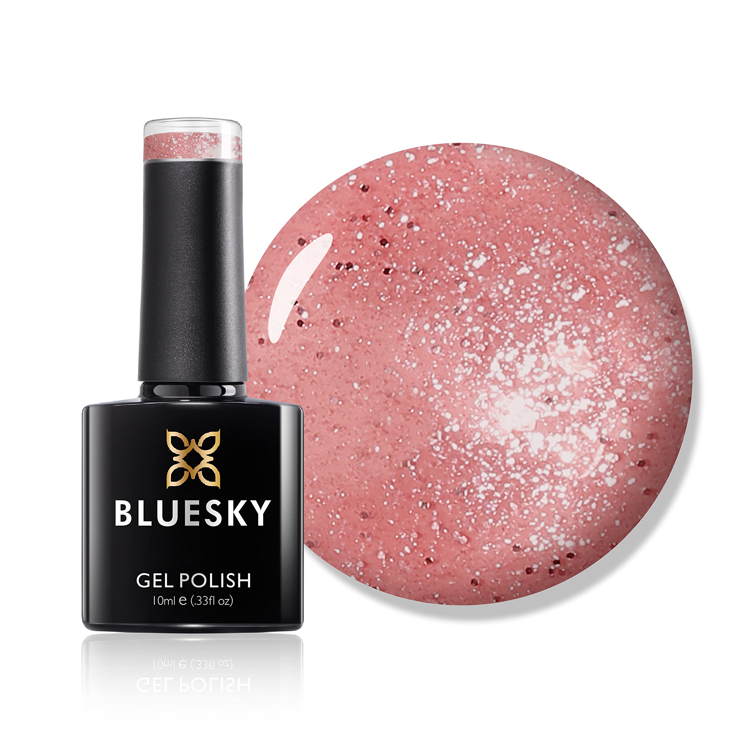 Bluesky Gel Nail Polish, Sparks Fly 80620, Light Pink Glitter, Long Lasting, Chip Resistant, 10 ml (Requires Drying Under UV LED Lamp)