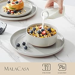 MALACASA Plates and Bowls Sets, 18 Pieces Modern
