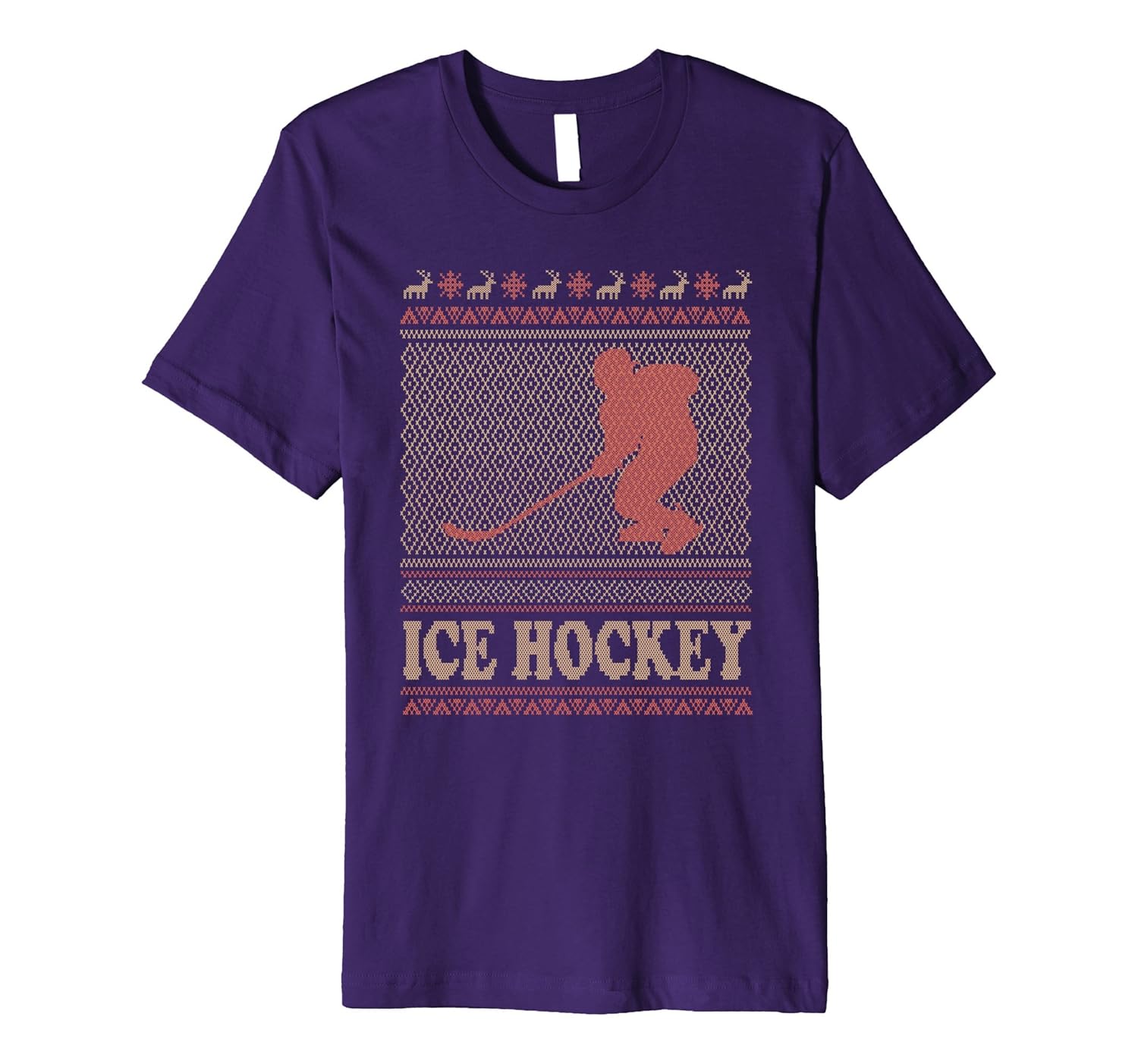 Ugly Xmas Knitted Ice Hockey T-Shirt Festive Ice Hockey Tee-ANZ