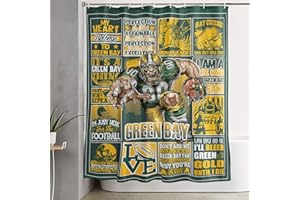 VIGKOIR Green Shower Curtain, City Team Colors Football Gifts, Sports Shower Curtain Set for Bathroom Decor 72 x 60 Inch