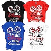 Personalized Family 2026 Vacation T-Shirt, Custom Family Matching Theme Park Tee with Mickey Minnie Ears and Castle Design, Multiple Colors, Outfits for All Ages