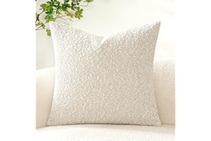 Woaboy Pack of 1 Decorative Throw Pillow Cover Pillowcase Textured Boucle Square Sofa Couch Pillow Home Decor for Living Room Woven Modern Cushion Case 24 x 24 Inch Ivory
