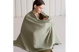 SUNSHE Muslin Nursing Cover for Baby Breastfeeding, Breathable 100% Cotton 5.6 * 2.6 FT Snap-Button Design Versatile Muslin Nursing Covers for Mom's Privacy and Baby's Comfort (Light Green)